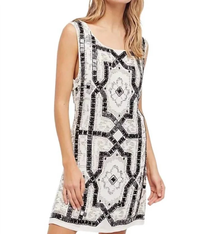 Speak Easy Mini Dress In White Elegant Sequin Mini Dress