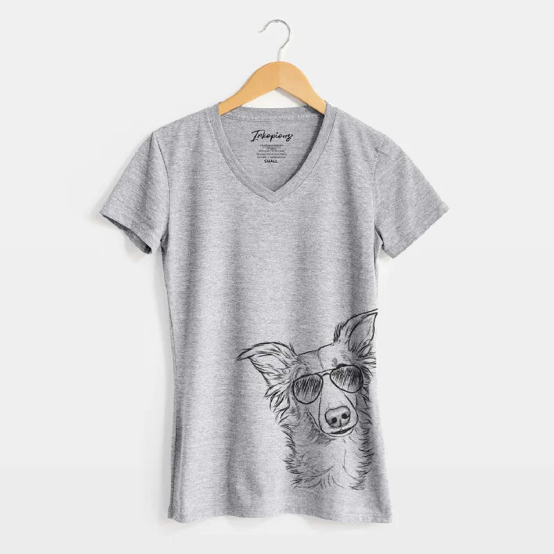 Aviator Kyu the Windsprite - Women's V-neck Shirt-- Asymmetrical Pockets Print