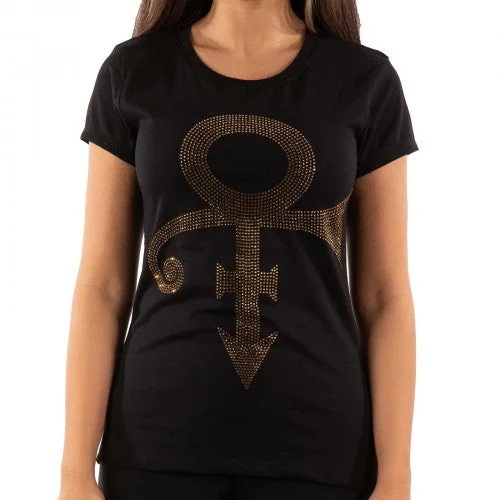 Prince Womens/Ladies Symbol Embellished T-Shirt-- Terry Blend Velvet Blend Canvas Blend
