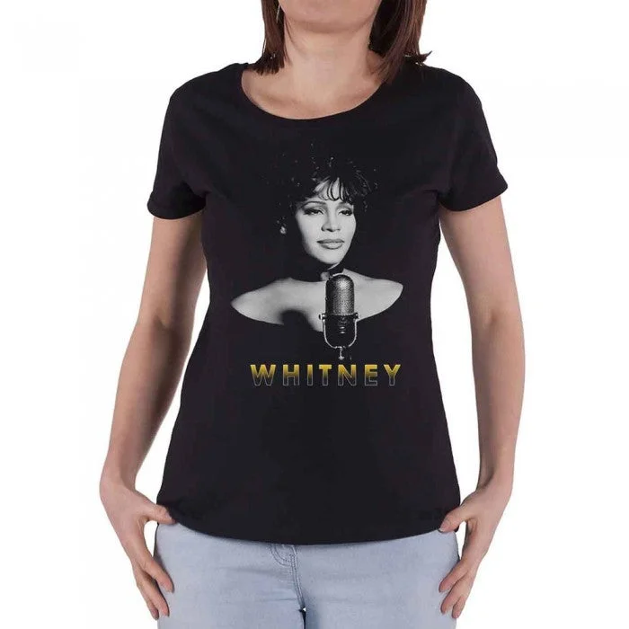 Whitney Houston Womens/Ladies Photograph Cotton T-Shirt-- Jersey Fabric Tulle Fabric Batik Fabric