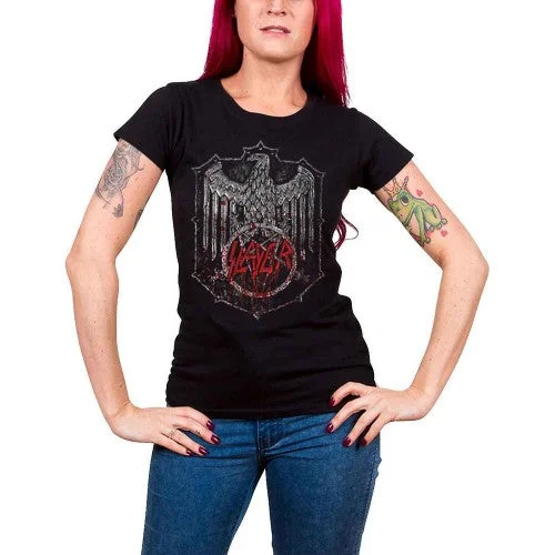 Slayer Womens/Ladies Bloody Shield T-Shirt-- Elasticated Padded Insulated