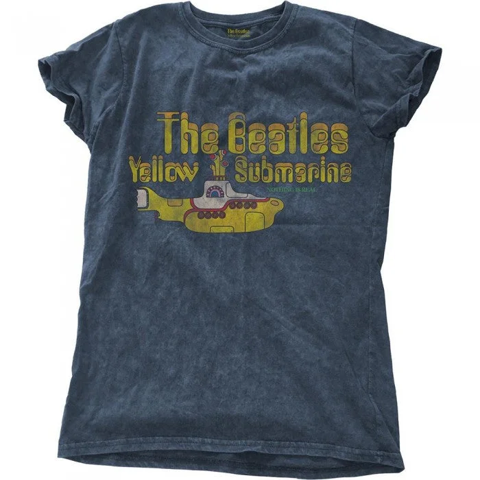 The Beatles Womens/Ladies Yellow Submarine Nothing Is Real T-Shirt-- Chenille Brocade Lace