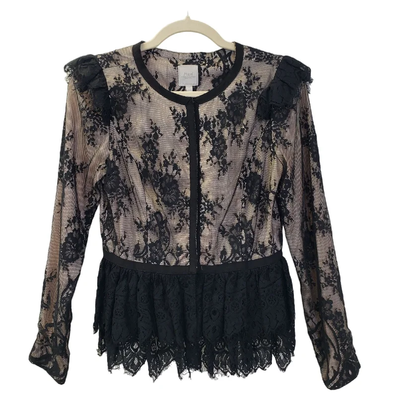 Pearl Georgina Chapman Floral Lace Overlay Peplum Blouse Size 2 Modern Work Blouse