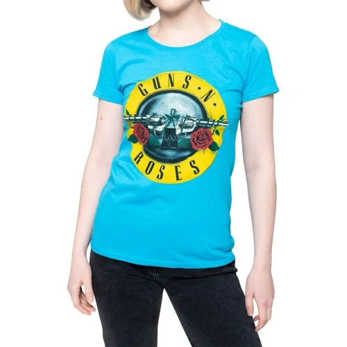 Guns N Roses Womens/Ladies Bullet Logo Skinny T-Shirt-- Knit Fabric Woven Fabric Fleece Fabric