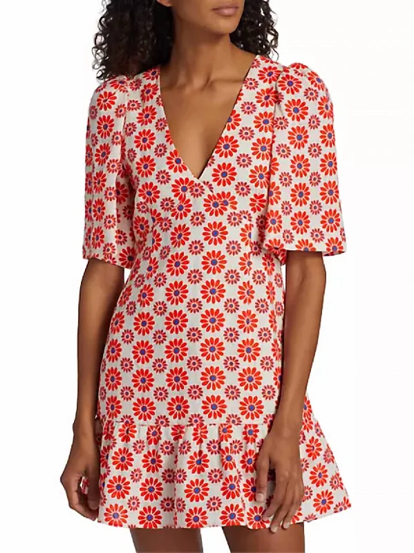 Mariana Mini Dress In Retro Fleur Pink Cozy T-Shirt Mini Dress