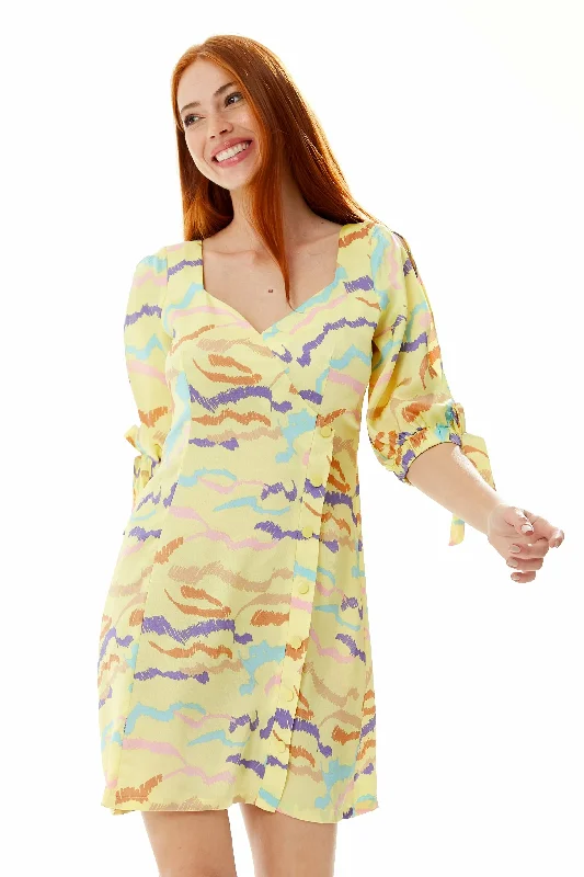 Liquorish Abstract Zebra Print Mini Dress With Back Tie Up Chic Bohemian Mini Dress