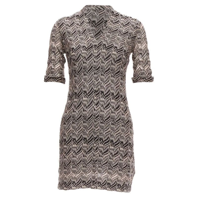 Missoni chevron knit lace v-neck mini dress Classic Casual Mini Dress