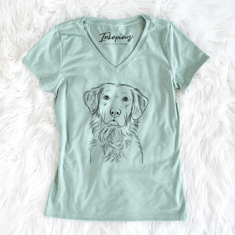 Bare Linden the Golden Retriever - Women's V-neck Shirt-- Cozy Warm Stylish