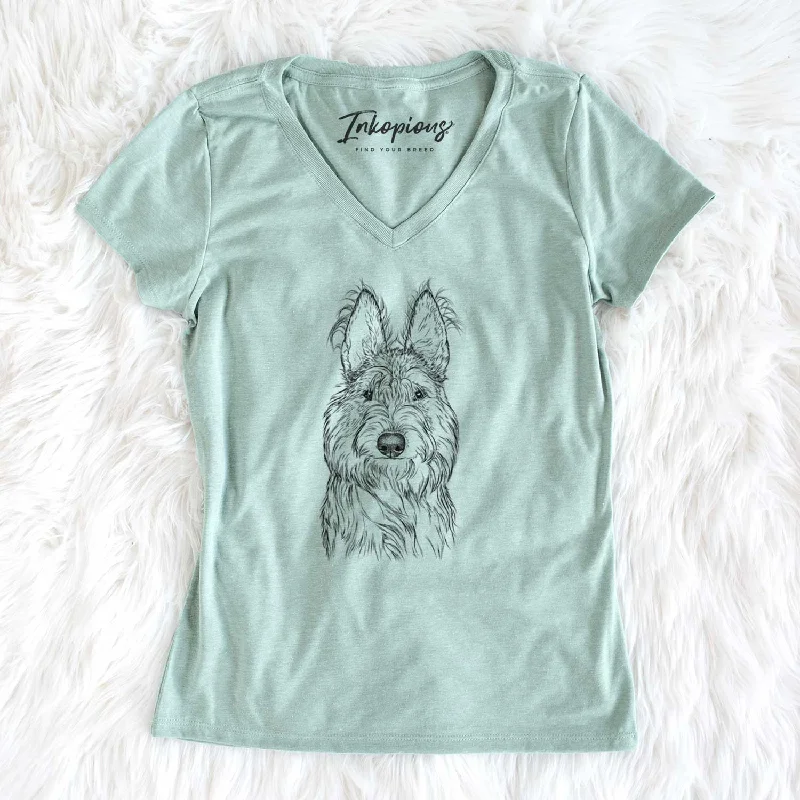 Bare Luna the Berger Picard - Women's V-neck Shirt-- Fleece Fabric Down Fabric Feather Fabric