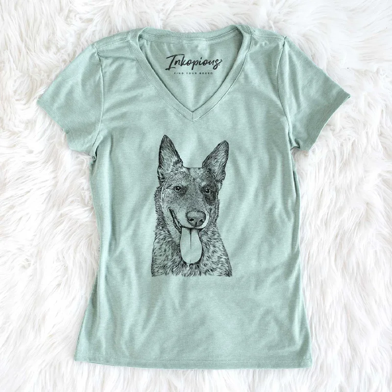 Bare Madison the Blue Heeler - Women's V-neck Shirt-- Elegant Classic Vintage