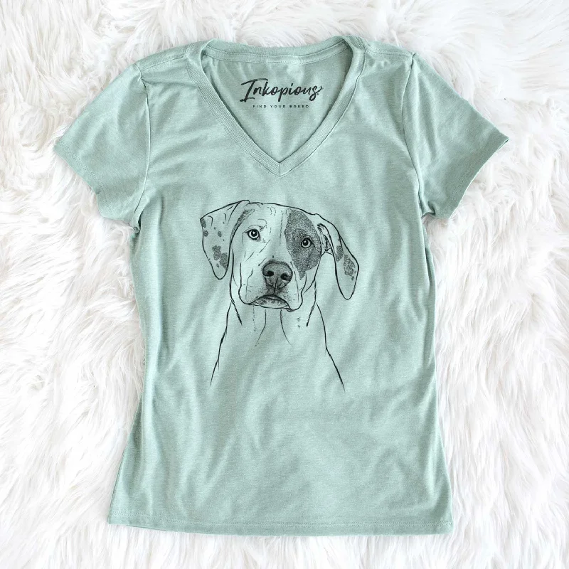 Bare Julio the Dogo Argentino Mix - Women's V-neck Shirt-- Layered Multi-layer Single Layer