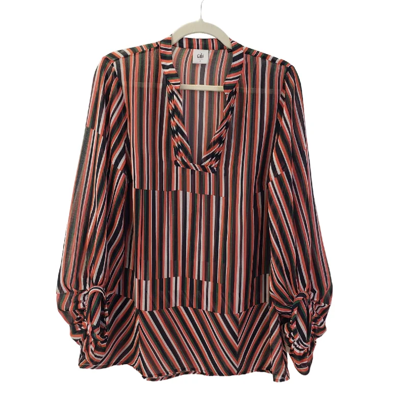 Cabi #5519 Ultimate Striped Balloon Sleeve Blouse Size Small Stylish Wrap Blouse