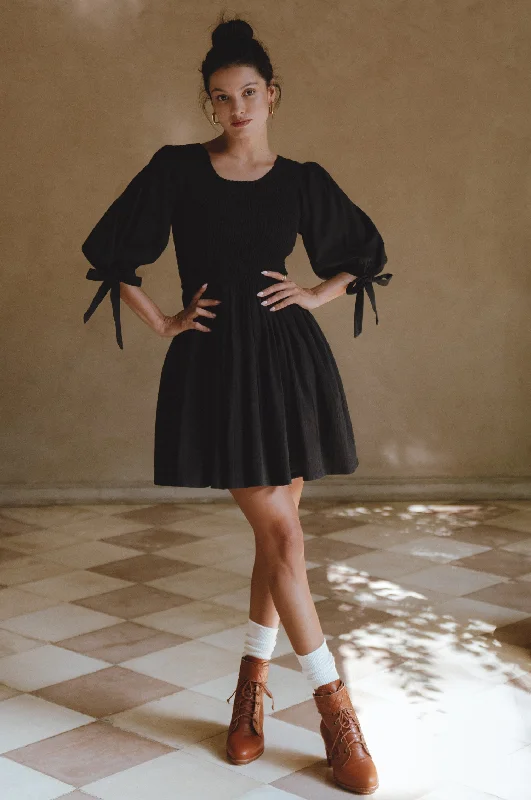 Jolie Puff Sleeve Linen Mini Dress by ELF Chic Tropical Mini Dress