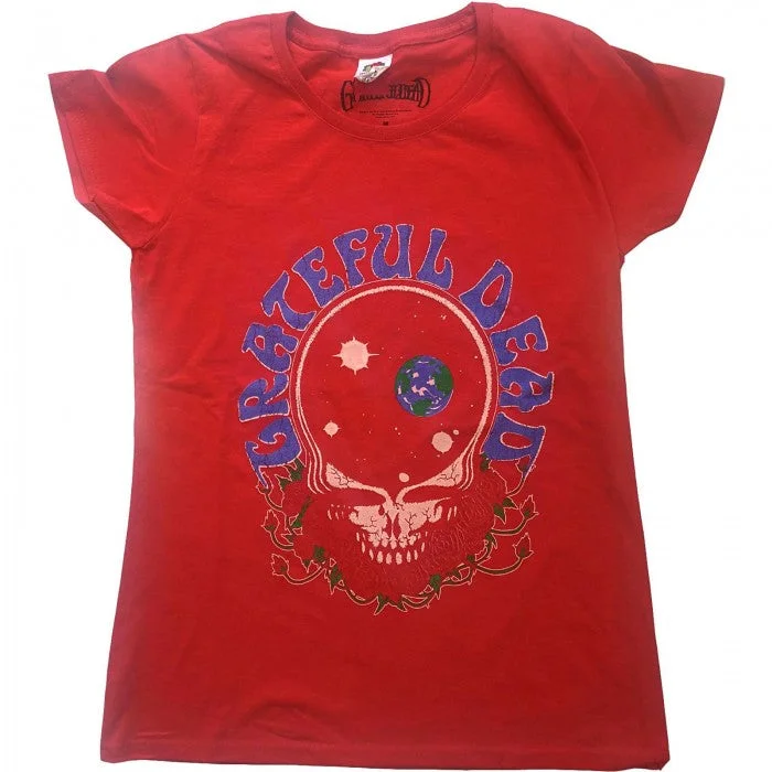 Grateful Dead Womens/Ladies Space Cotton Logo T-Shirt-- Print Jacquard Patchwork