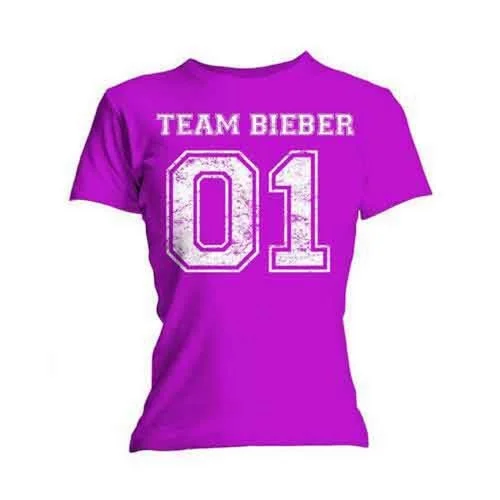 Justin Bieber Womens/Ladies Team Bieber Cotton Skinny T-Shirt-- Jersey Fabric Tulle Fabric Batik Fabric