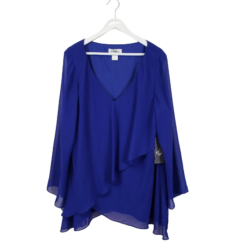 NWT Patra Woman Tiered and Embellished Blouse Size 20W Subtle Shimmer Blouse