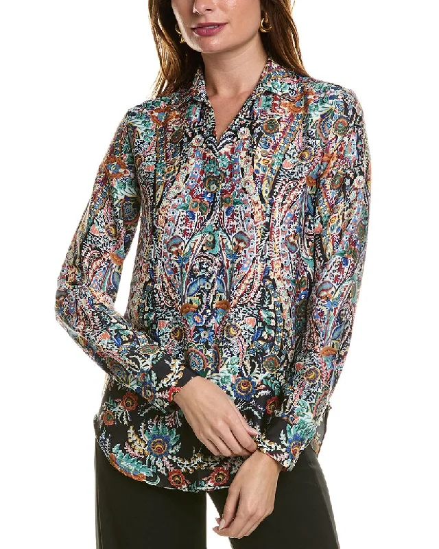 T Tahari Split Neck Blouse Soft Knit Blouse