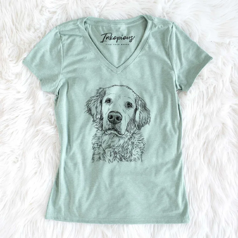 Bare Loganator the Golden Retriever - Women's V-neck Shirt-- Layered Multi-layer Single Layer