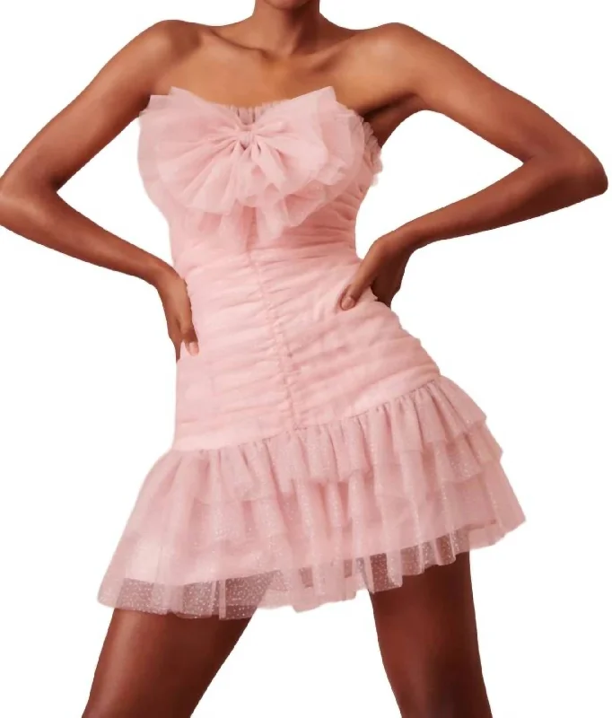 Lolisa Mini Dress In Pink Sparkle Chic Tropical Mini Dress