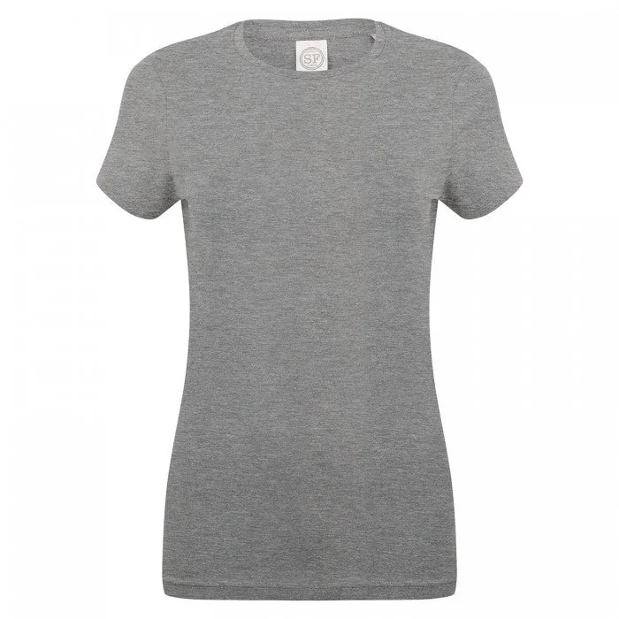 SF Womens/Ladies Feel Good Heather Stretch T-Shirt -- Basic T-Shirt Crew Neck Short Sleeve