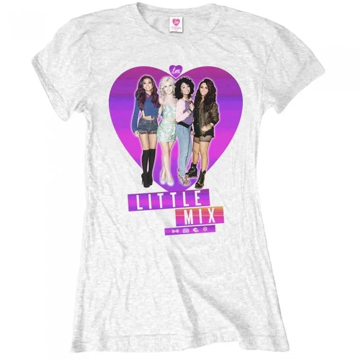 Little Mix Womens/Ladies Gradient Heart Cotton T-Shirt-- Iron Safe Non-Iron Wrinkle Free