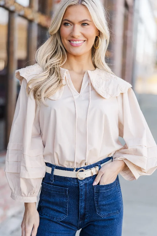 Fully Prepared Ecru White Bubble Sleeve Blouse Everyday Stylish Blouse