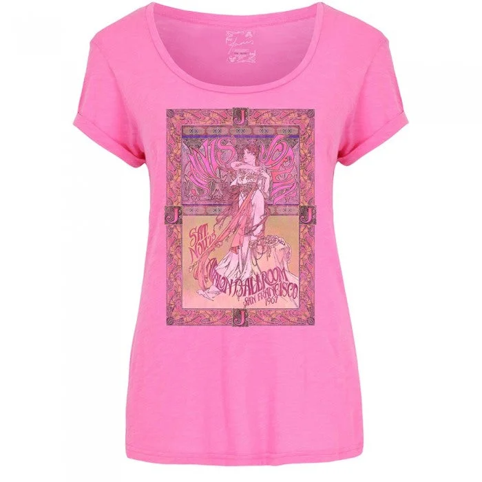 Janis Joplin Womens/Ladies Avalon Ballroom ´67 Cotton T-Shirt-- Rayon Fabric Velvet Fabric Corduroy Fabric