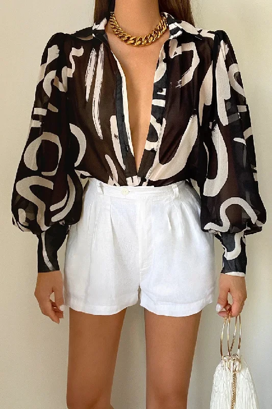 RUNAWAY THE LABEL Womens Fleetwood Blouse York Black Embellished Collar Blouse