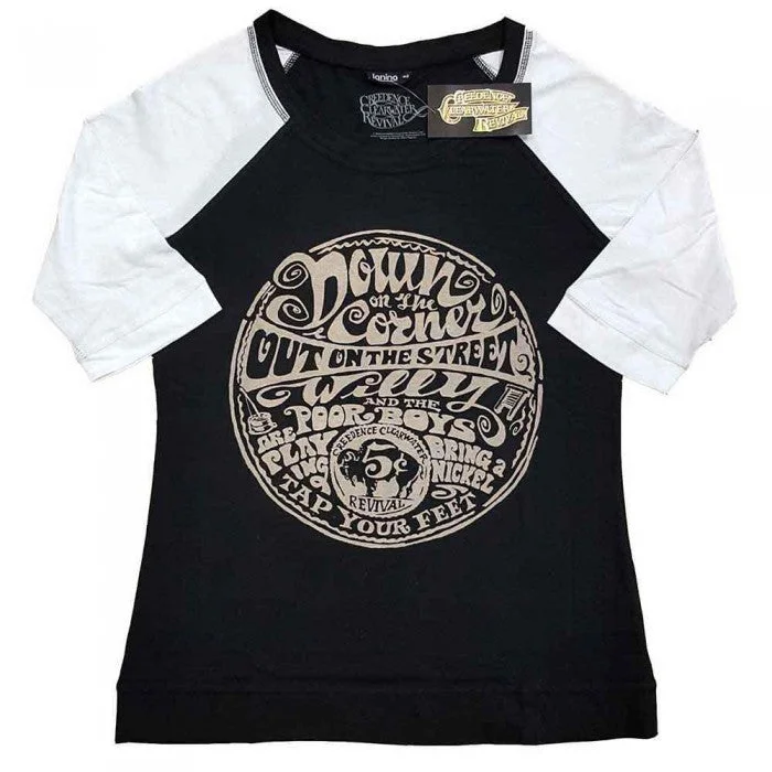 Creedence Clearwater Revival Womens/Ladies Down On The Corner Raglan T-Shirt-- Thin T-Shirt Open Front Quick Dry