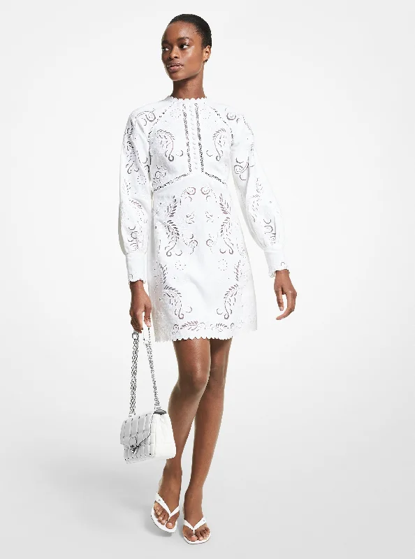 Floral Embroidered Hemp Mini Dress Stylish Spaghetti Strap Mini Dress