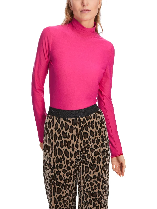 MARC CAIN Pink T shirt-- Beaded Sequined Faux Fur