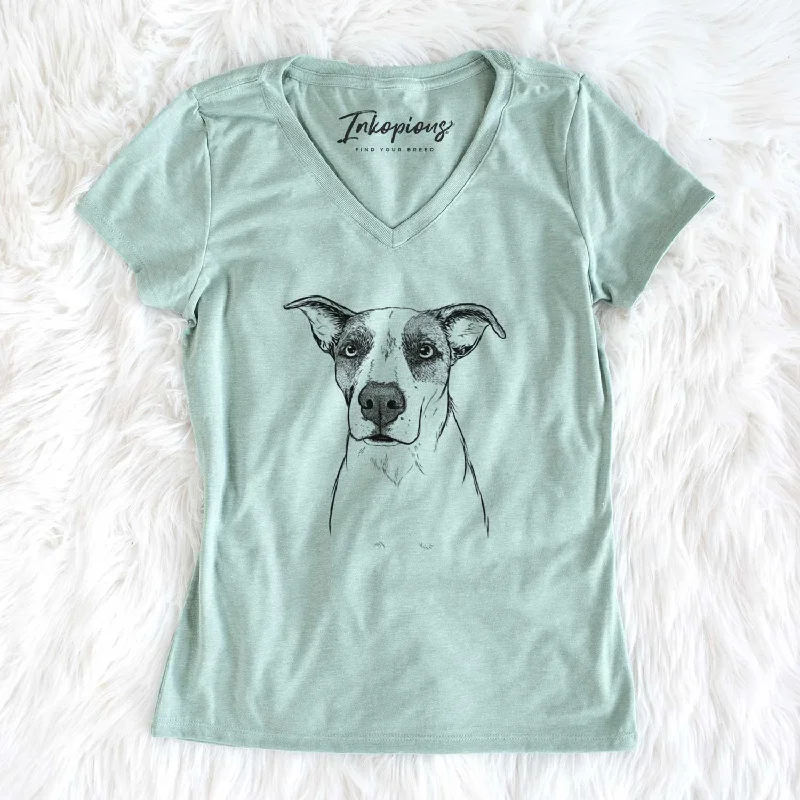 Bare Lily the Mixed Breed - Women's V-neck Shirt-- Chenille Blend Fleece Blend Nylon Blend