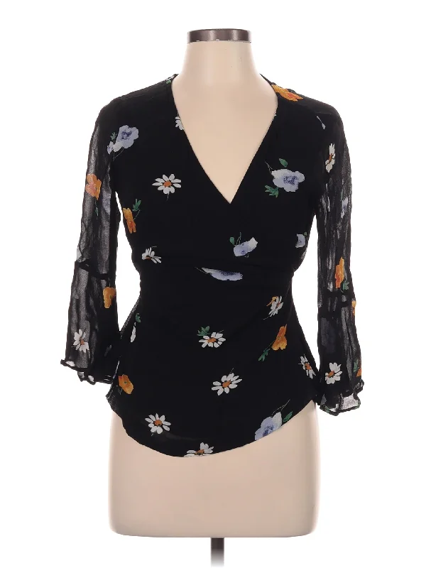 3/4 Sleeve Blouse Sheer Mesh Blouse