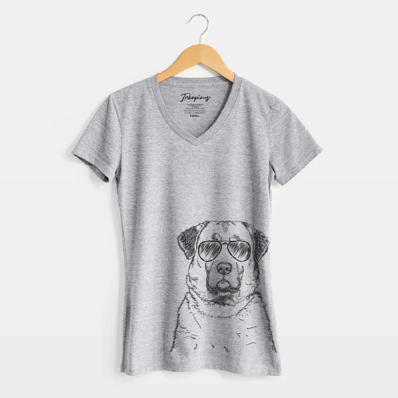 Aviator Loca the Anatolian Shepherd - Women's V-neck Shirt-- Modern Contemporary Chic