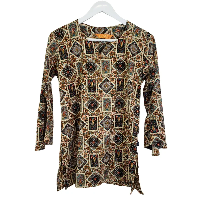 La Fille Floral & Paisley Print Bell Sleeve Blouse Size Medium Versatile Layering Blouse
