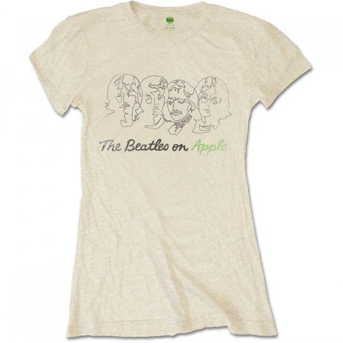The Beatles Womens/Ladies On Apple Faces T-Shirt-- Spandex Blend Rayon Blend Denim Blend The Beatles Womens/Ladies On Apple Faces T-Shirt-- Spandex Blend Rayon Blend Denim Blend