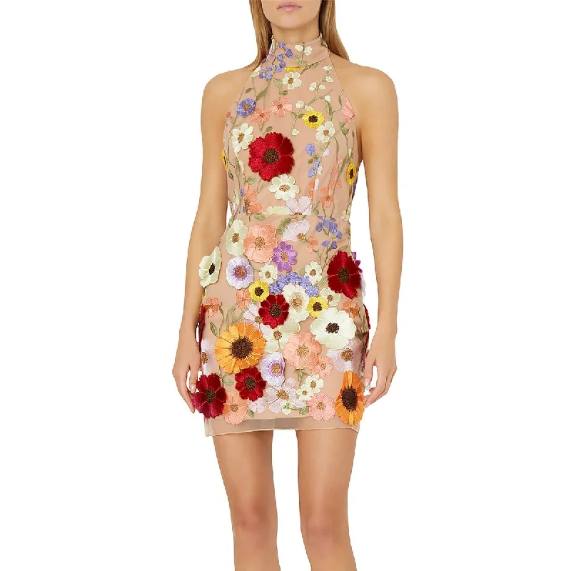 Womens Embroidered Mini Mini Dress Classic White Mini Dress
