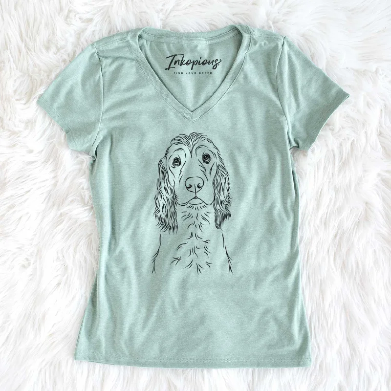 Bare Logan the Cocker Spaniel - Women's V-neck Shirt-- Elegant Classic Vintage