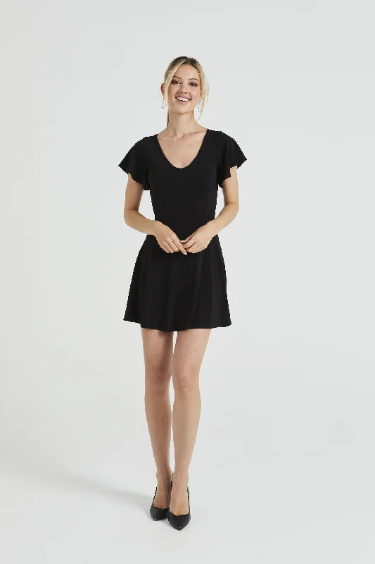 Angeleye Reversible Mini Dress With Flutter Sleeves Cozy Long Sleeve Mini Dress
