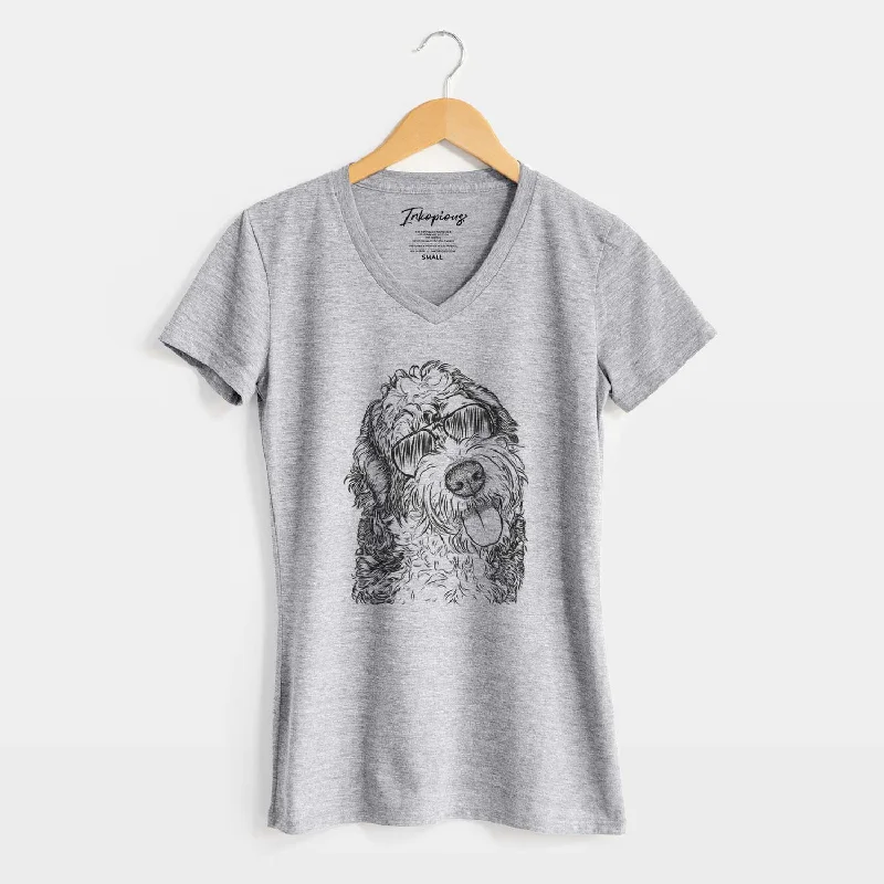 Aviator Kaci the Bernedoodle - Women's V-neck Shirt-- Machine Wash Dry Clean Hand Wash