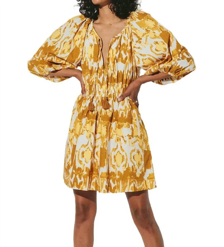 Aubrey Mini Dress In Watercolor Ikat Elegant Tulle Mini Dress