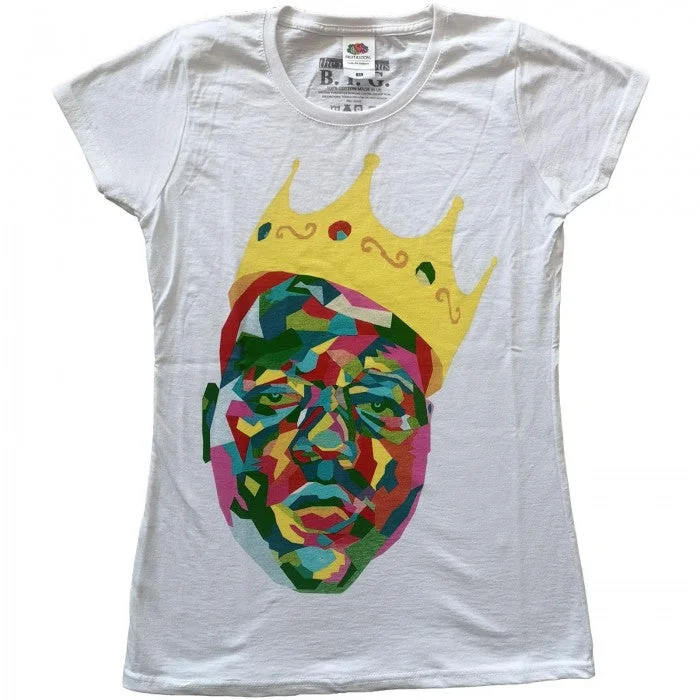 Biggie Smalls Womens/Ladies Crown Cotton T-Shirt-- Ribbed Striped Patterned