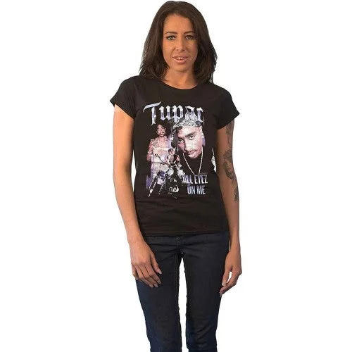 Tupac Shakur Womens/Ladies All Eyez On Me T-Shirt-- Zippered Front Buttoned Front Snap Front