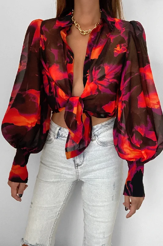 RUNAWAY THE LABEL Womens Karma Blouse Flame Feminine Pastel Blouse