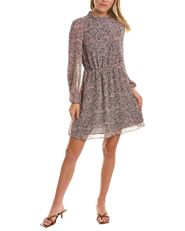 Boden High Neck Flippy Mini Dress Elegant Floral-Print Mini Dress