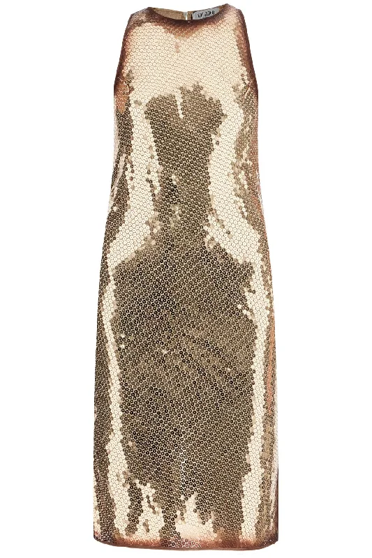 The Attico Women's  Sequin Mini Dress Without Sleeves Fashionable Pleated Mini Dress