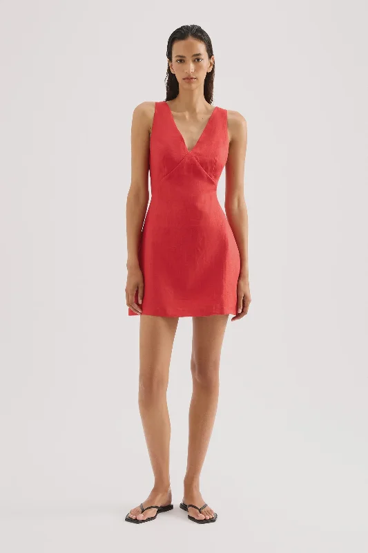 Nude Lucy Blair Linen Mini Dress Chilli Elegant Off-Shoulder Dress Mini
