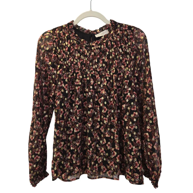 Loft Floral Metallic Peasant Blouse Size XS/S Backless Summer Blouse