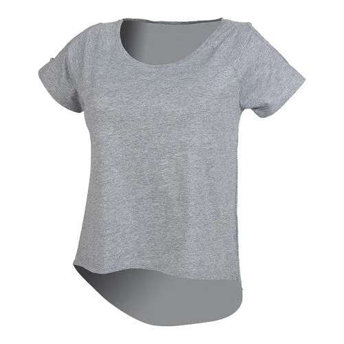 Skinni Fit Womens/Ladies Heather Drop Tail T-Shirt-- Hooded Caped Shawl Collar