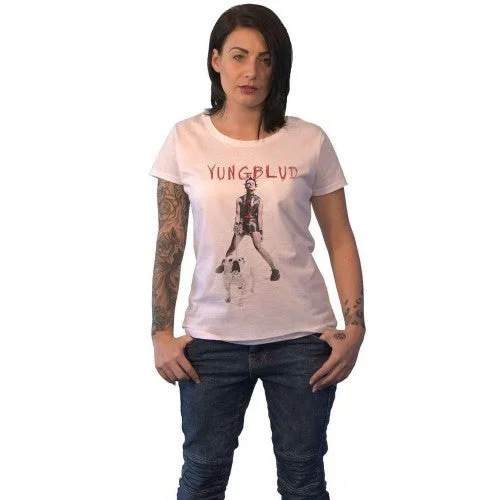 Yungblud Womens/Ladies Strawberry Lipstick T-Shirt-- Wool Fabric Cashmere Fabric Tweed Fabric